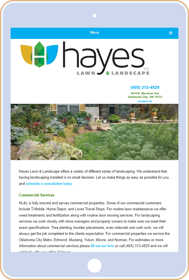 hayes lawn and landscape okc ipad screenshot