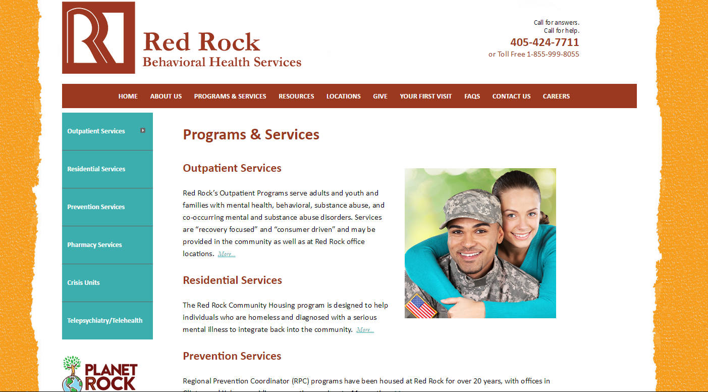 Red Rock Behavioral Health Services modal view for desktop